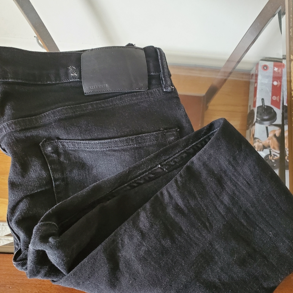 All saints razor skinny black jeans size 32